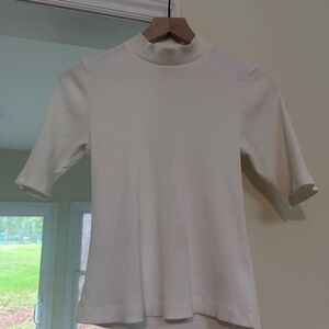 Old Navy White Ribbed Blouse